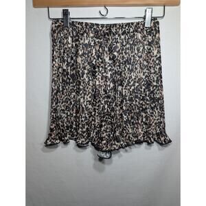 Hutch Women's Plisse Pull On Shorts Sz S Anthropologie Cheetah Print Pleated